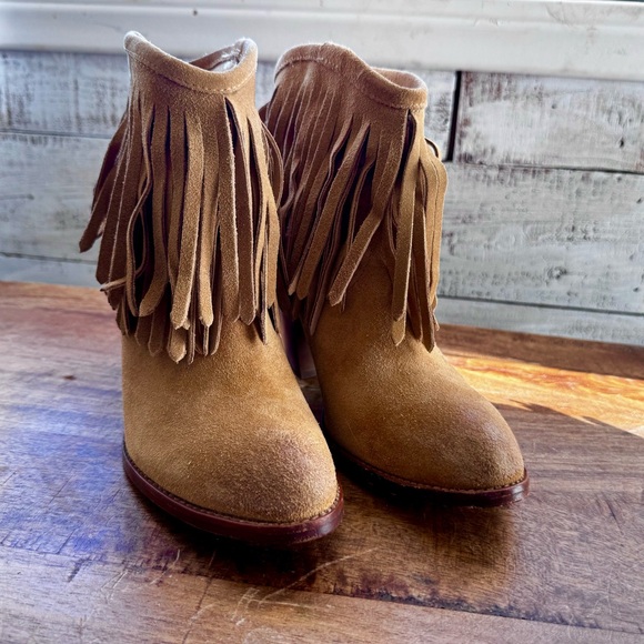 Frye Shoes - Frye Brown Fringe Heeled Boots